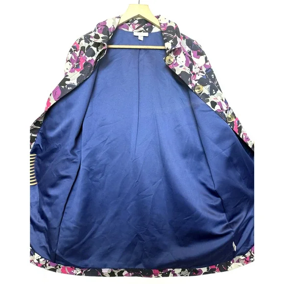 Thakoon Womens Midi Floral Trench Rain Coat Size M Bloomcore Art To Wear Abstrac - Picture 7 of 14